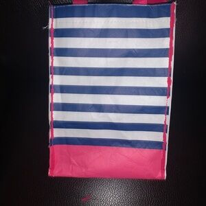 Striped Tote Bag with Pink Accents